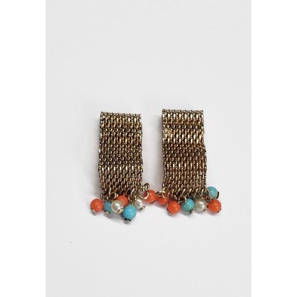 Vintage Bergere Gold Tone Mesh Bead Bracelet & Earrings Set - Picture 5 of 9